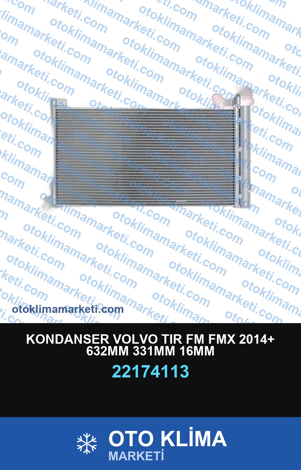 KONDANSER VOLVO TIR FM FMX 2014+ 632MM 331MM 16MM