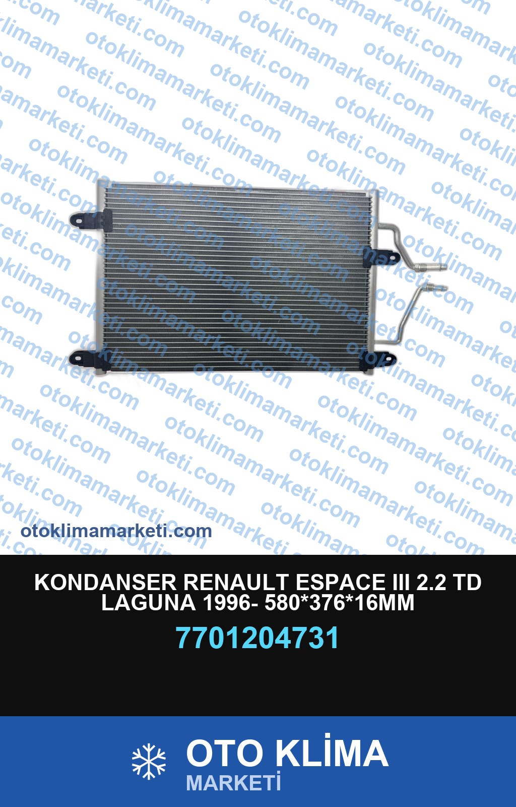 KONDANSER RENAULT ESPACE III 2.2 TD LAGUNA 1996- 580*376*16MM