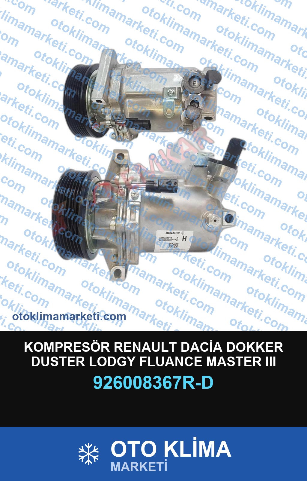 KOMPRESÖR RENAULT DACİA DOKKER DUSTER LODGY FLUANCE MASTER III TRAFFİC NİSSAN JUKE PULSAR XTRAİL QASHQAİ OPEL MOVANO 119MM 7PK