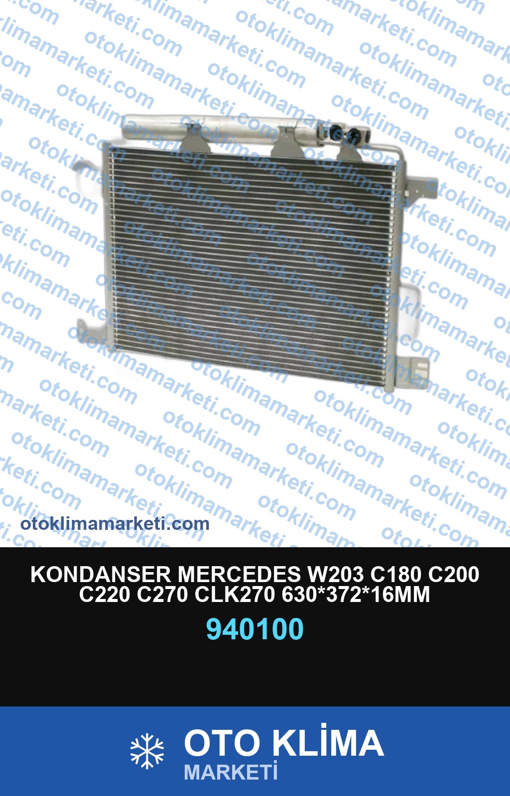 KONDANSER MERCEDES W203 C180 C200 C220 C270 CLK270 630*372*16MM