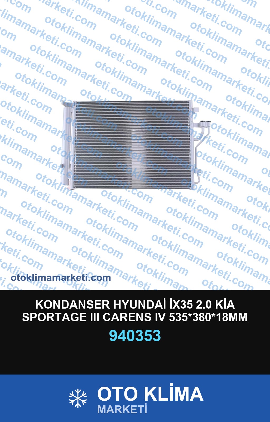 KONDANSER HYUNDAİ İX35 2.0 KİA SPORTAGE III CARENS IV 535*380*18MM