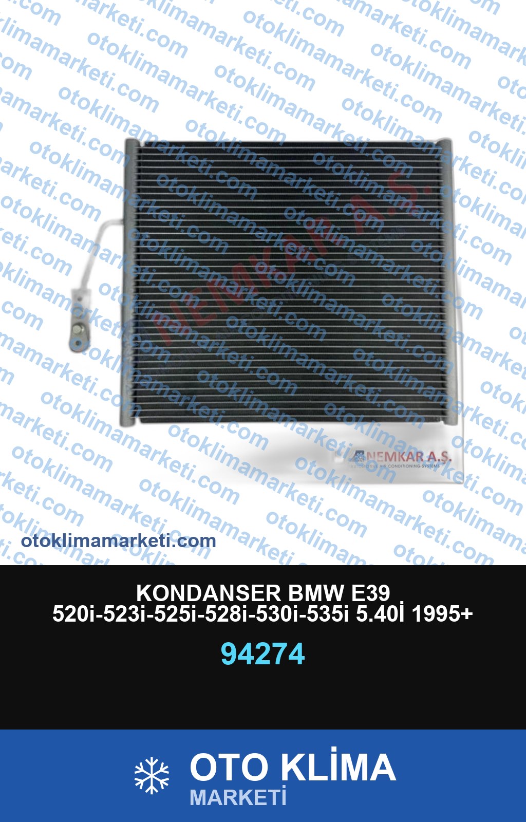 KONDANSER BMW E39 520i-523i-525i-528i-530i-535i 5.40İ 1995+ 500*426*16MM (ORİNGLİ)