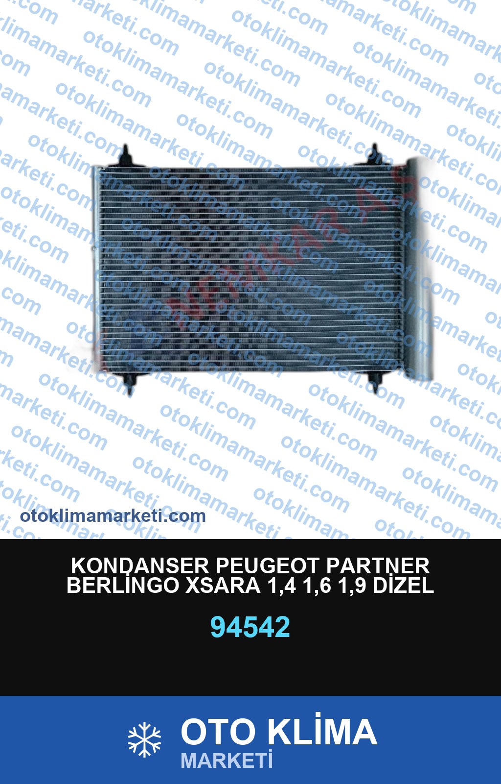 KONDANSER PEUGEOT PARTNER BERLİNGO XSARA 1,4 1,6 1,9 DİZEL 380-515-16 mm