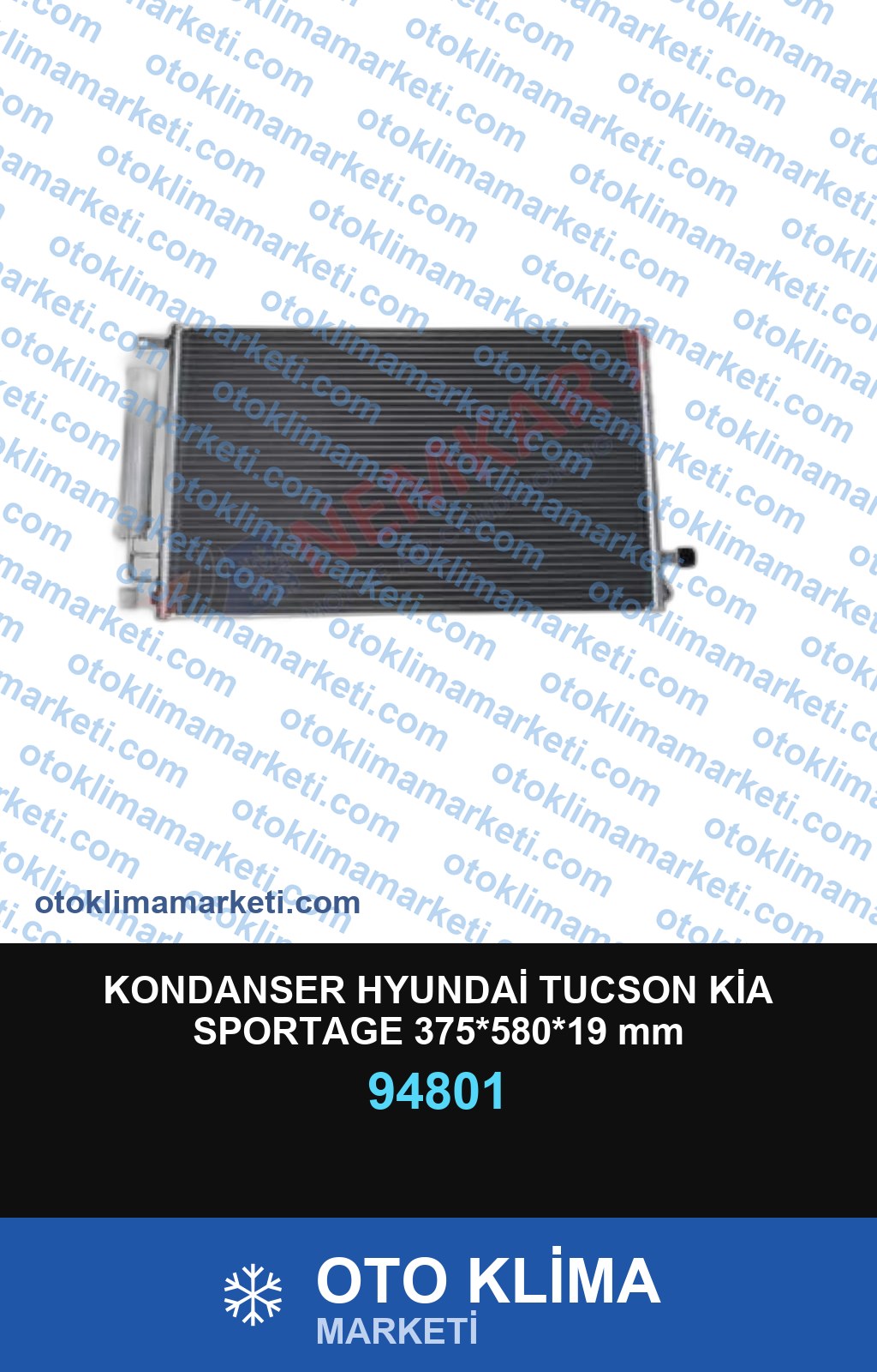 KONDANSER HYUNDAİ TUCSON KİA SPORTAGE 375*580*19 mm