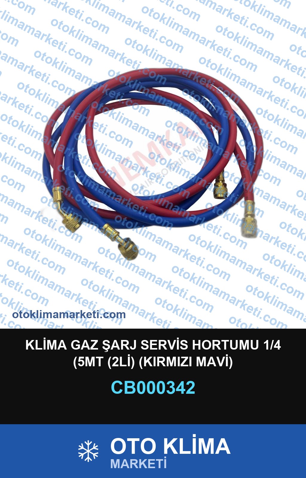 KLİMA GAZ ŞARJ SERVİS HORTUMU 1/4 (5MT (2Lİ) (KIRMIZI MAVİ)