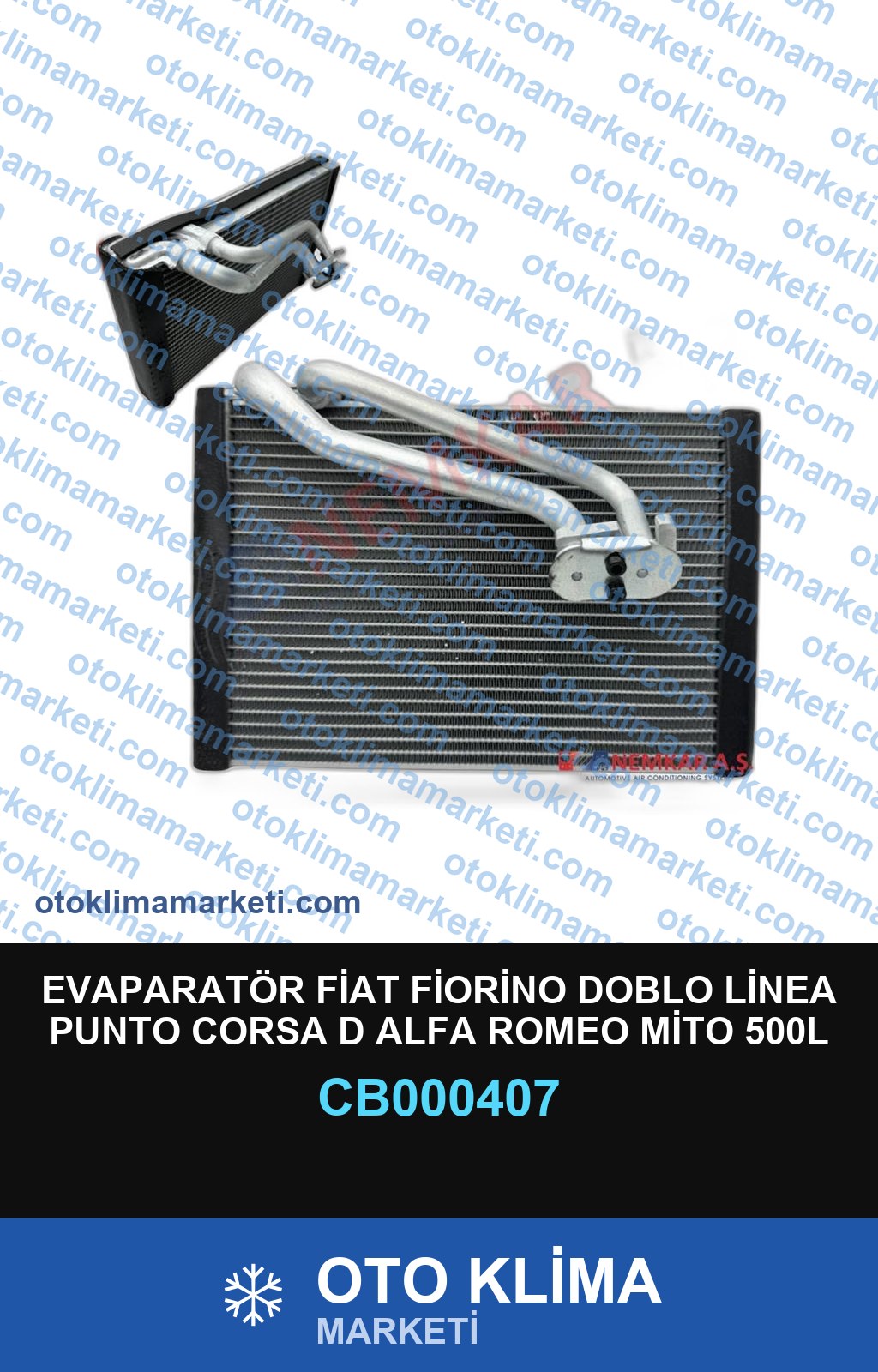 EVAPARATÖR FİAT FİORİNO DOBLO LİNEA PUNTO CORSA D ALFA ROMEO MİTO 500L BRAVO II 295*196*38mm