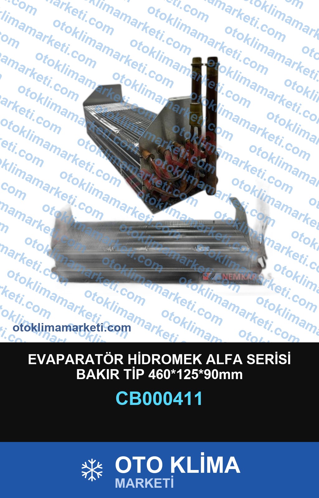EVAPARATÖR HİDROMEK ALFA SERİSİ BAKIR TİP 460*125*90mm