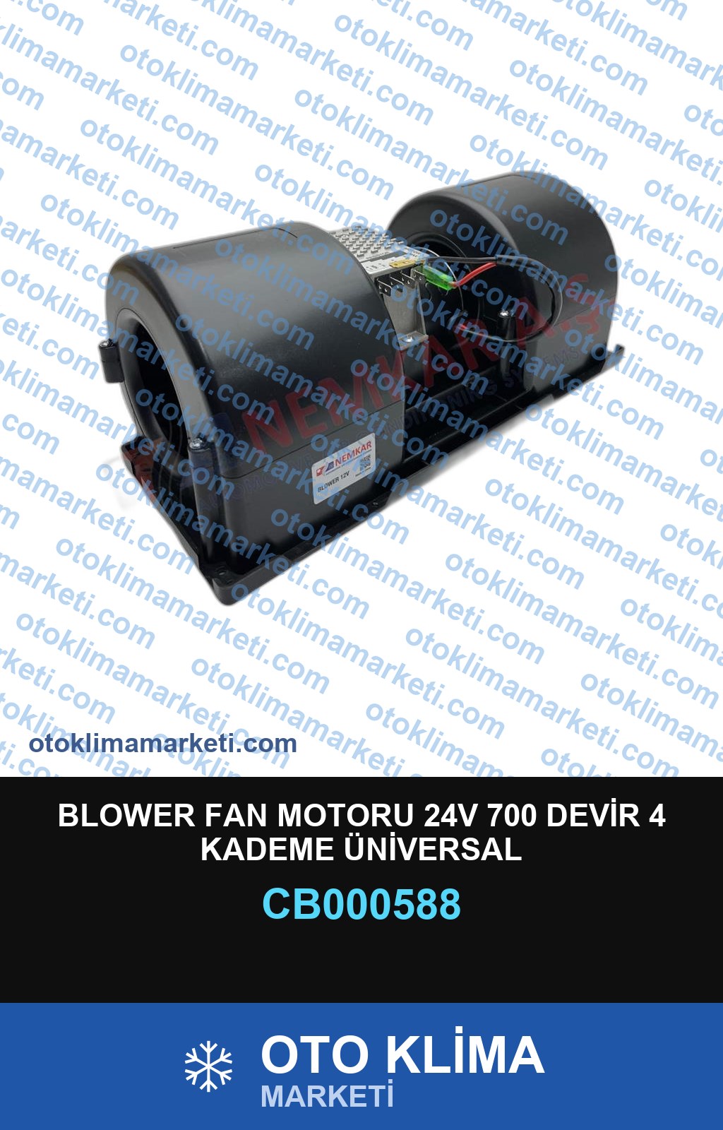 BLOWER FAN MOTORU 24V 700 DEVİR 4 KADEME ÜNİVERSAL ÖLÇÜLER:35*13,5*14CM