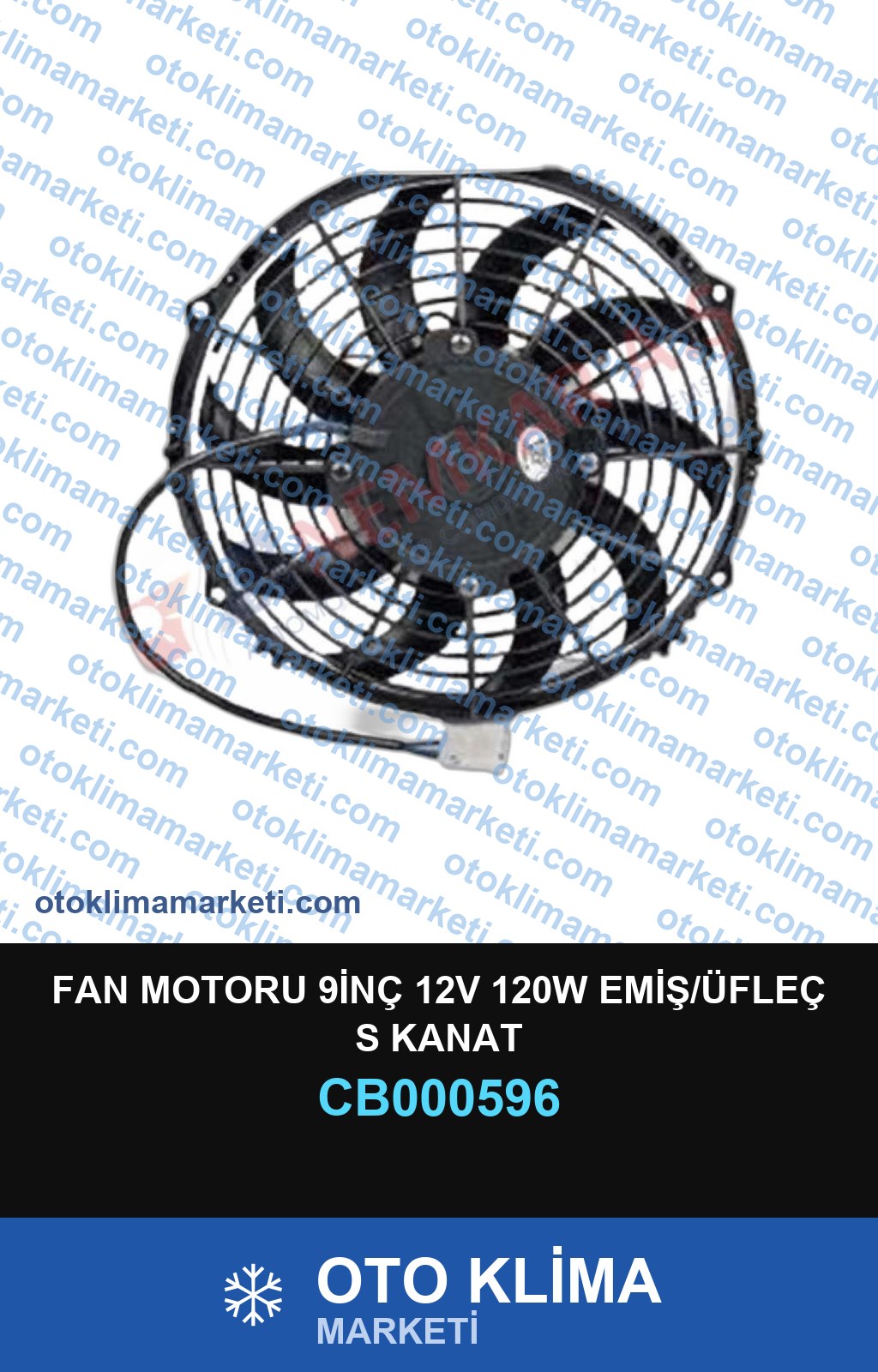 FAN MOTORU 9İNÇ 12V 120W EMİŞ/ÜFLEÇ S KANAT
