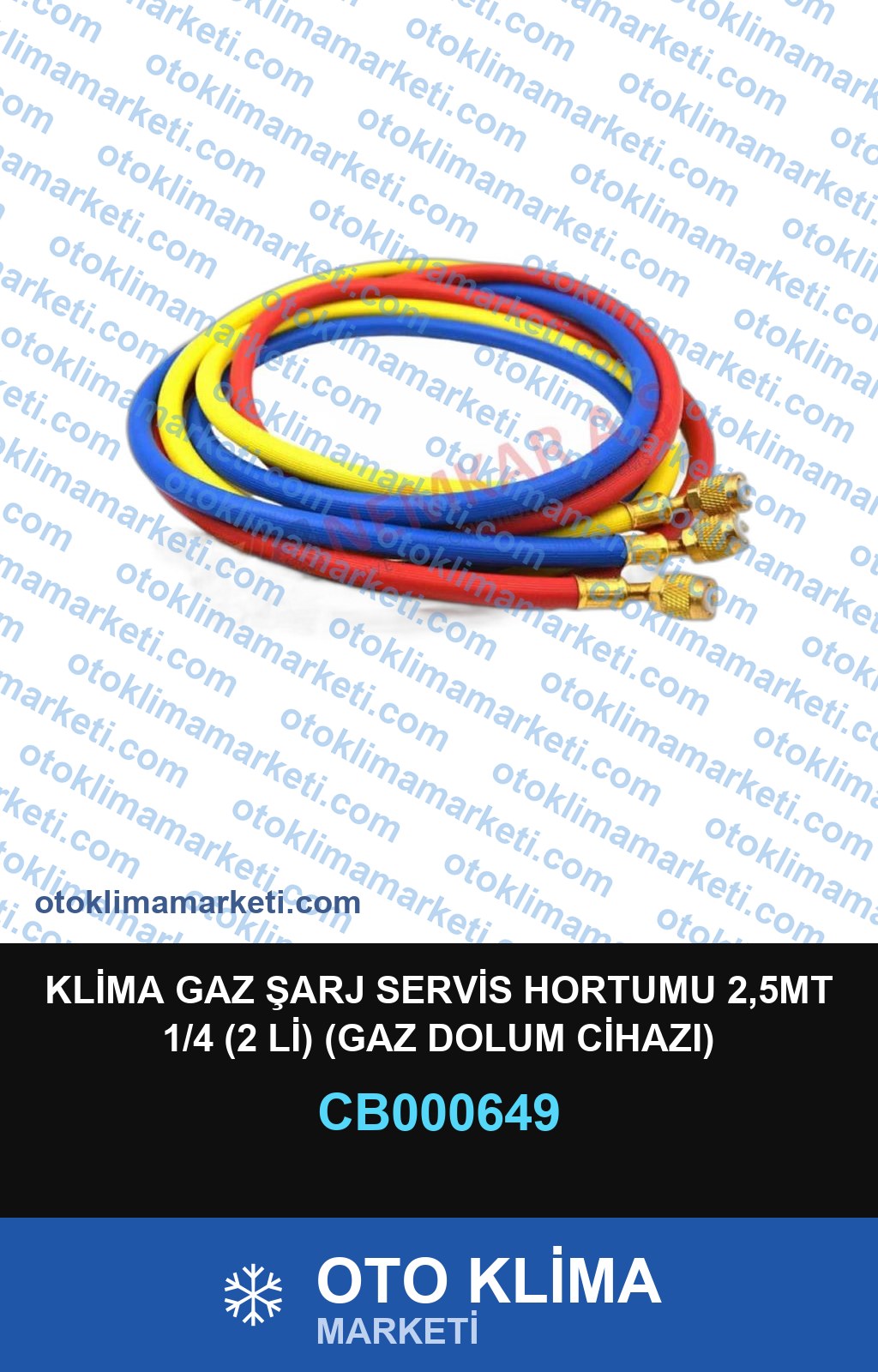 KLİMA GAZ ŞARJ SERVİS HORTUMU 2,5MT 1/4 (2 Lİ) (GAZ DOLUM CİHAZI)