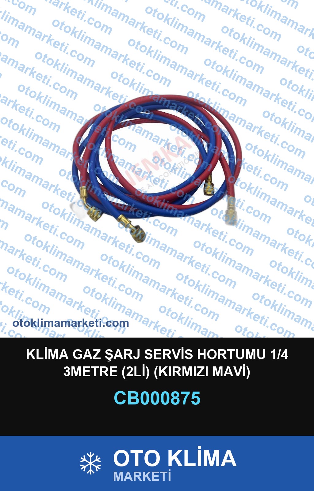 KLİMA GAZ ŞARJ SERVİS HORTUMU 1/4 3METRE (2Lİ) (KIRMIZI MAVİ)