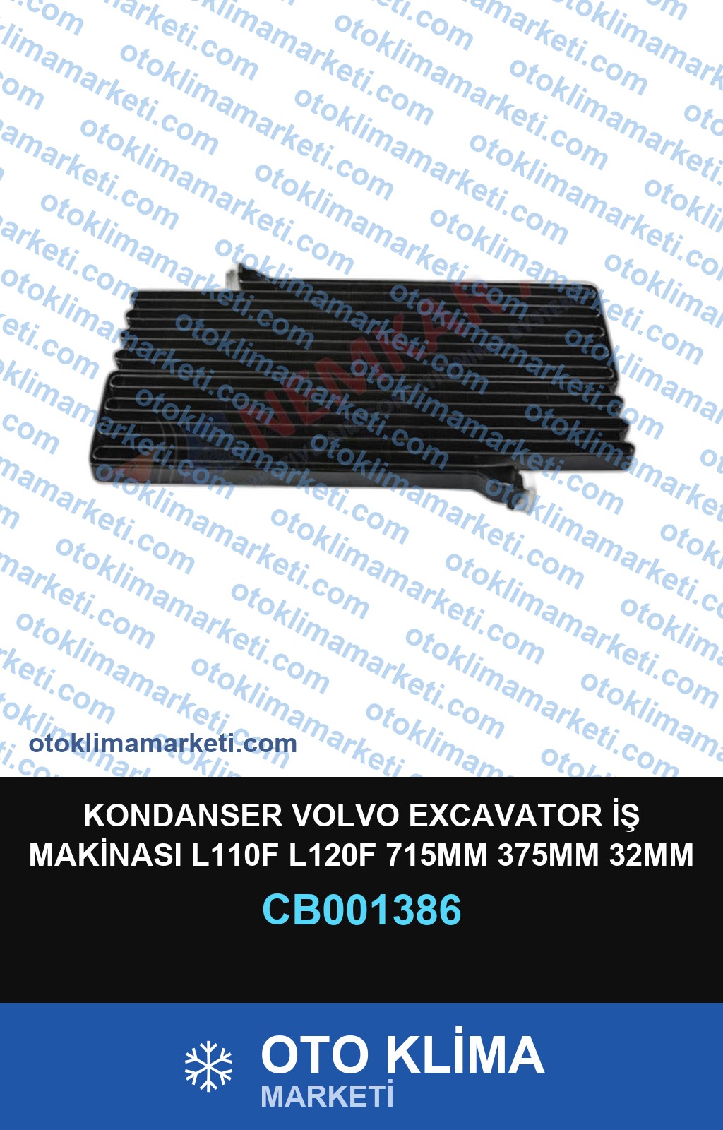 KONDANSER VOLVO EXCAVATOR İŞ MAKİNASI L110F L120F 715MM 375MM 32MM