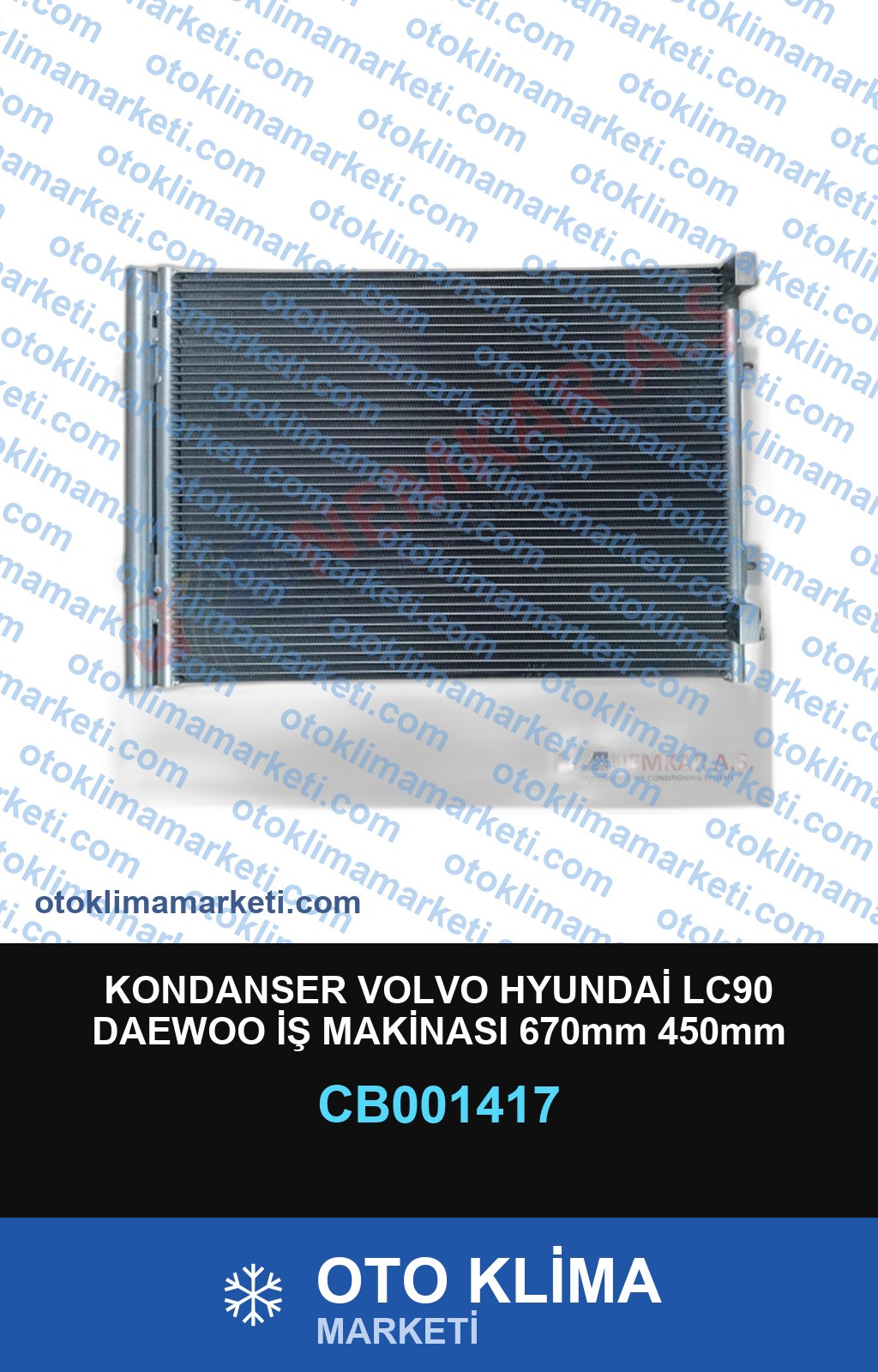 KONDANSER VOLVO HYUNDAİ LC90 DAEWOO İŞ MAKİNASI 670mm 450mm 20mm
