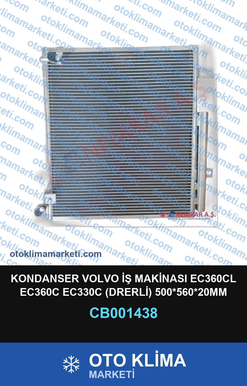 KONDANSER VOLVO İŞ MAKİNASI EC360CL EC360C EC330C (DRERLİ) 500*560*20MM