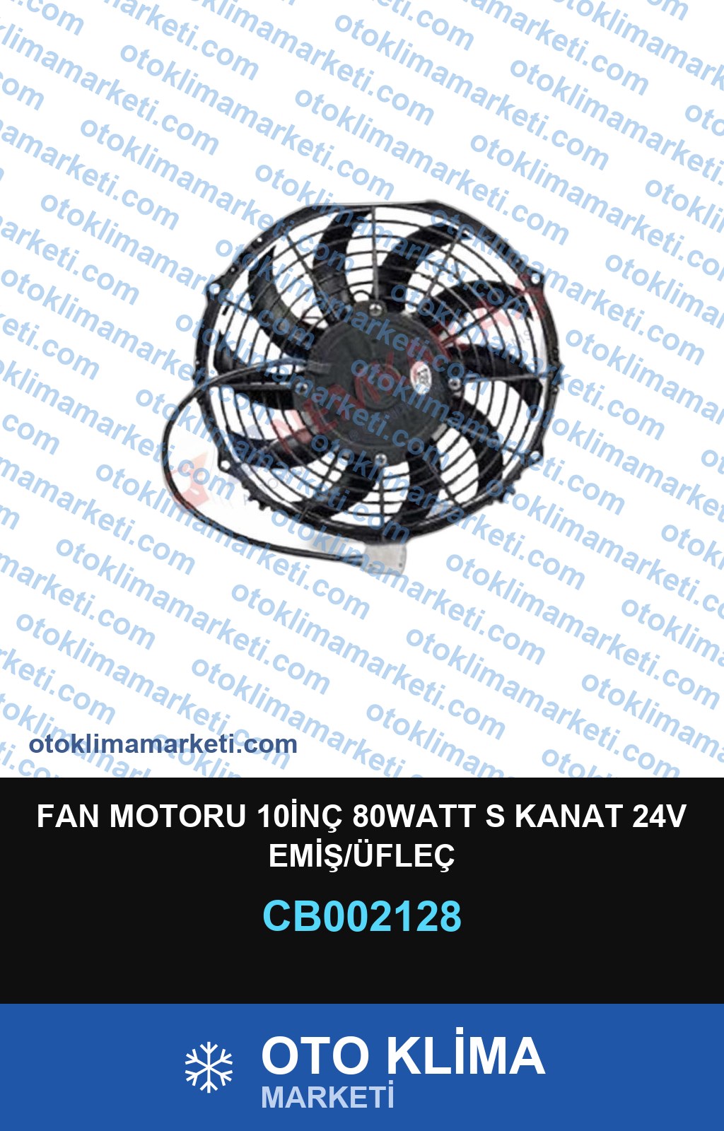 FAN MOTORU 10İNÇ 80WATT S KANAT 24V EMİŞ/ÜFLEÇ
