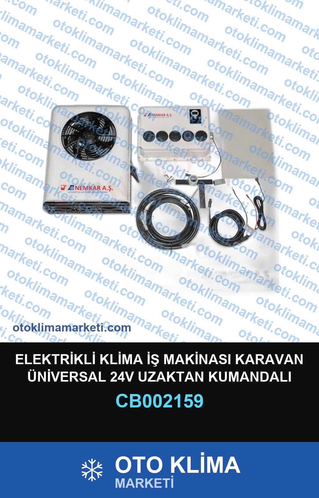 ELEKTRİKLİ KLİMA İŞ MAKİNASI KARAVAN ÜNİVERSAL 24V UZAKTAN KUMANDALI 3MT HORTUM UZUNLUK
