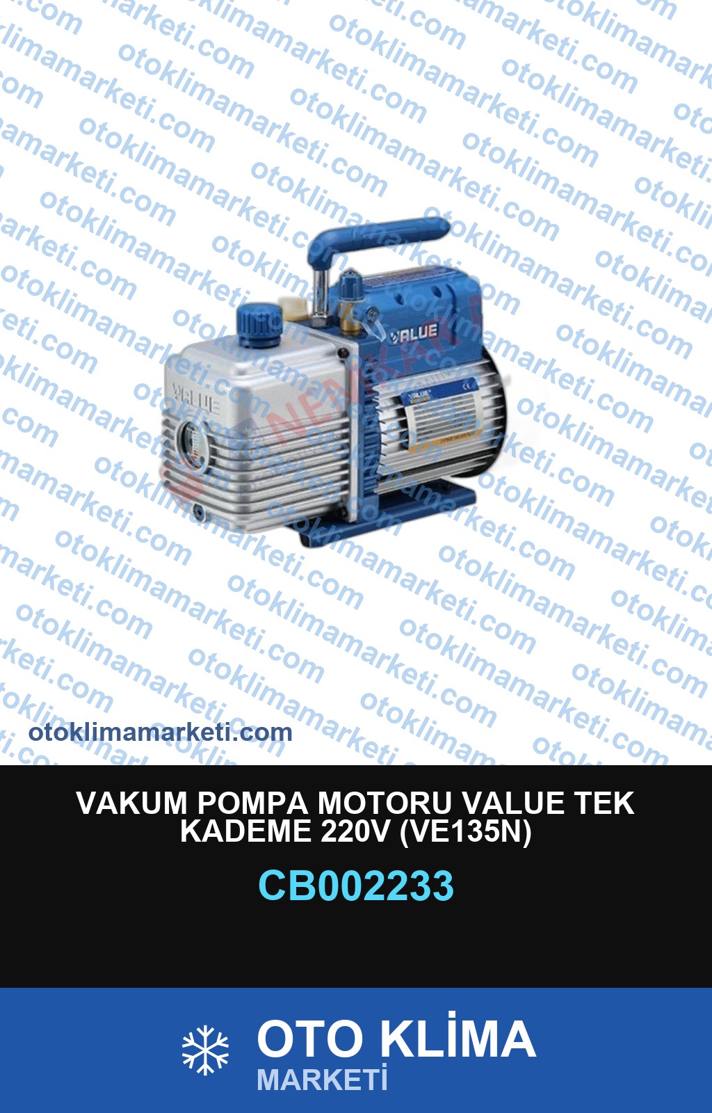 VAKUM POMPA MOTORU VALUE TEK KADEME 220V (VE135N)