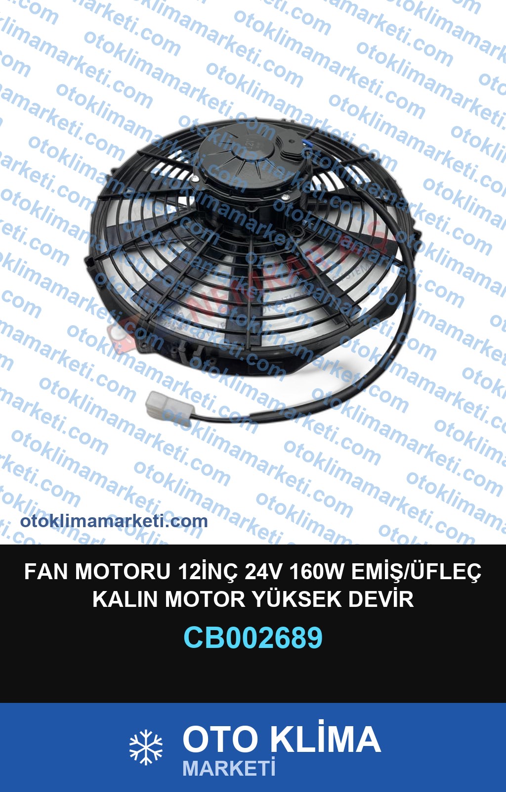 FAN MOTORU 12İNÇ 24V 160W EMİŞ/ÜFLEÇ KALIN MOTOR YÜKSEK DEVİR