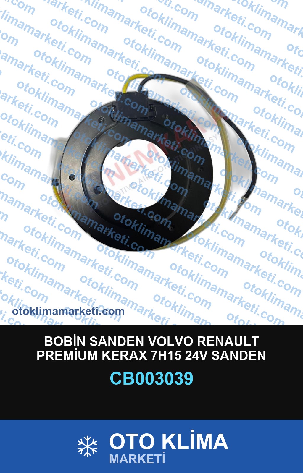 BOBİN SANDEN VOLVO RENAULT PREMİUM KERAX 7H15 24V SANDEN ÜNİVERSAL 95.8 - 64 - 45 - 31MM