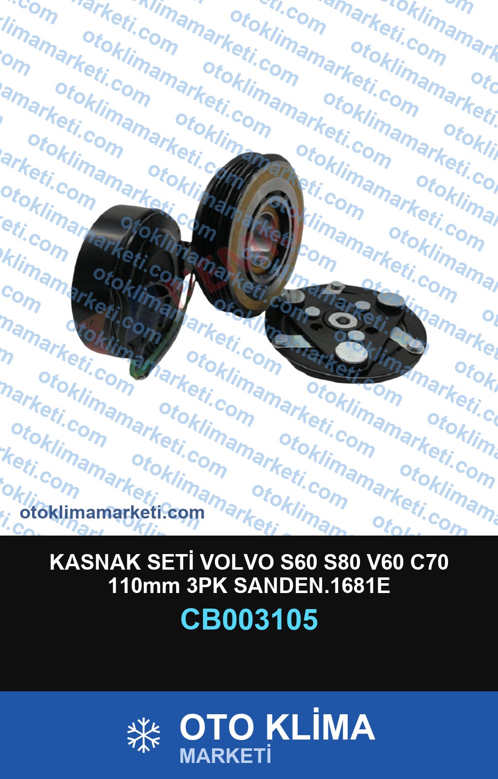 KASNAK SETİ VOLVO S60 S80 V60 C70 110mm 3PK SANDEN.1681E