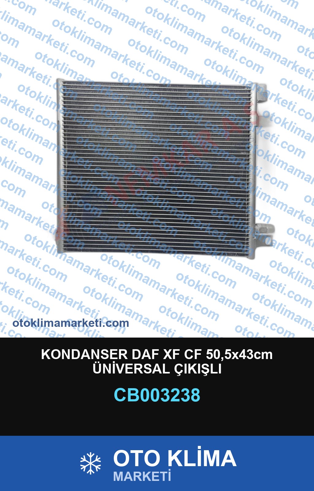 KONDANSER DAF XF CF 50,5x43cm ÜNİVERSAL ÇIKIŞLI