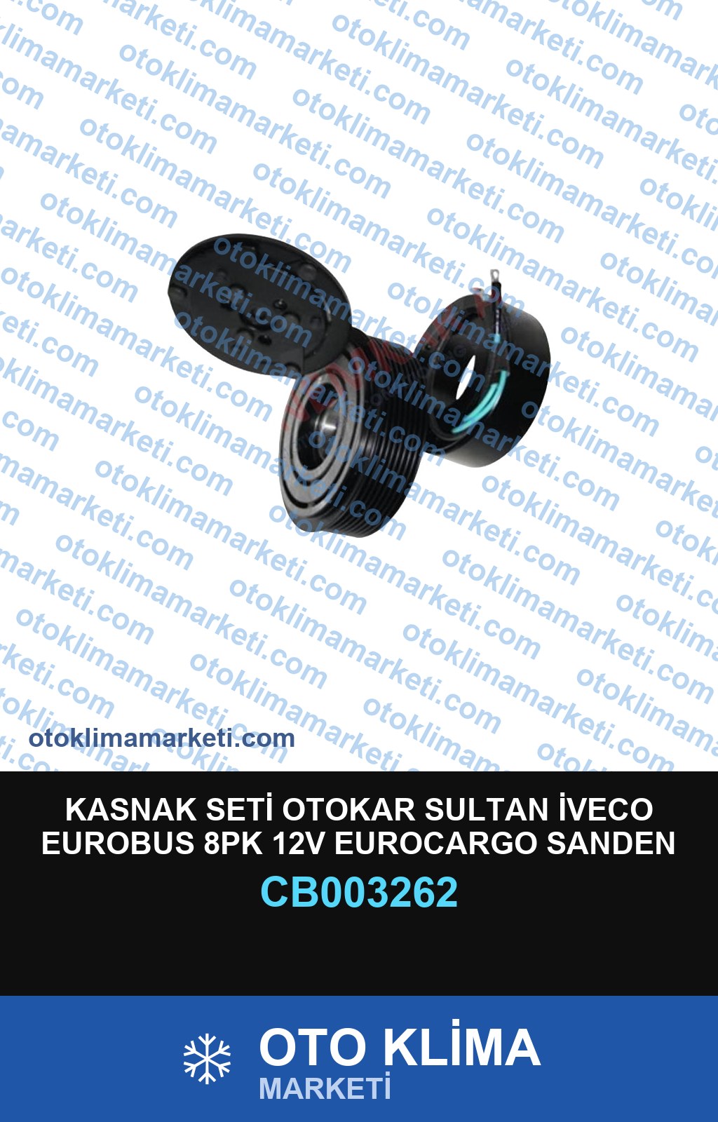 KASNAK SETİ OTOKAR SULTAN İVECO EUROBUS 8PK 12V EUROCARGO SANDEN 8090 ÜNİVERSAL 119MM