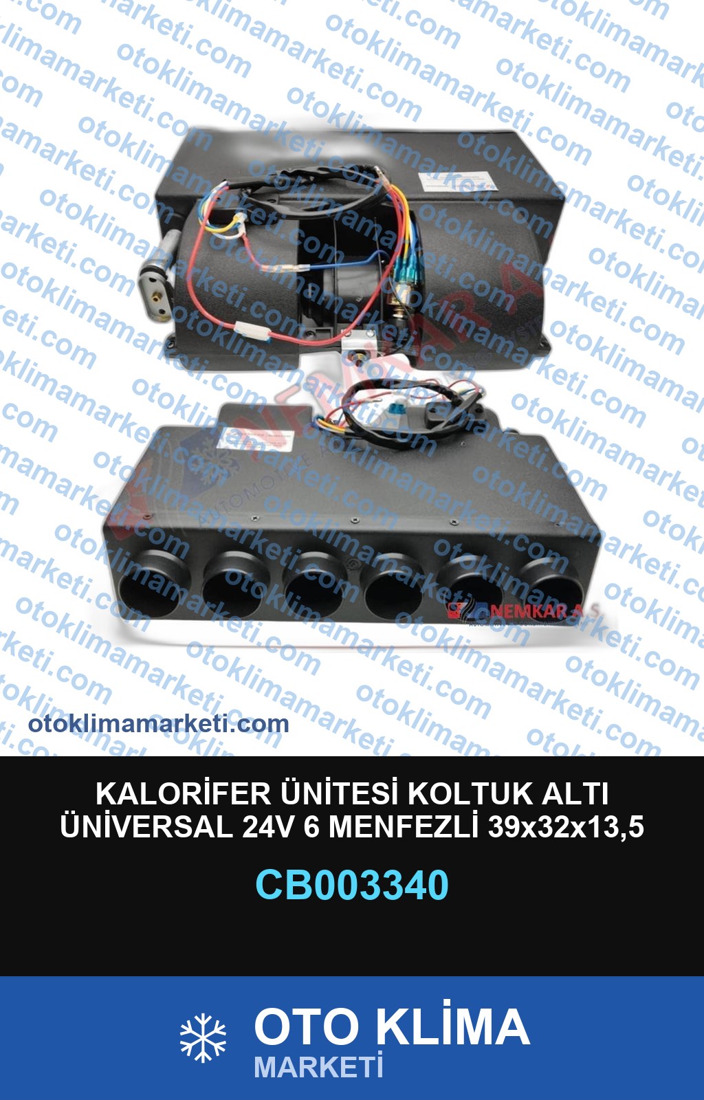 KALORİFER ÜNİTESİ KOLTUK ALTI ÜNİVERSAL 24V 6 MENFEZLİ 39x32x13,5
