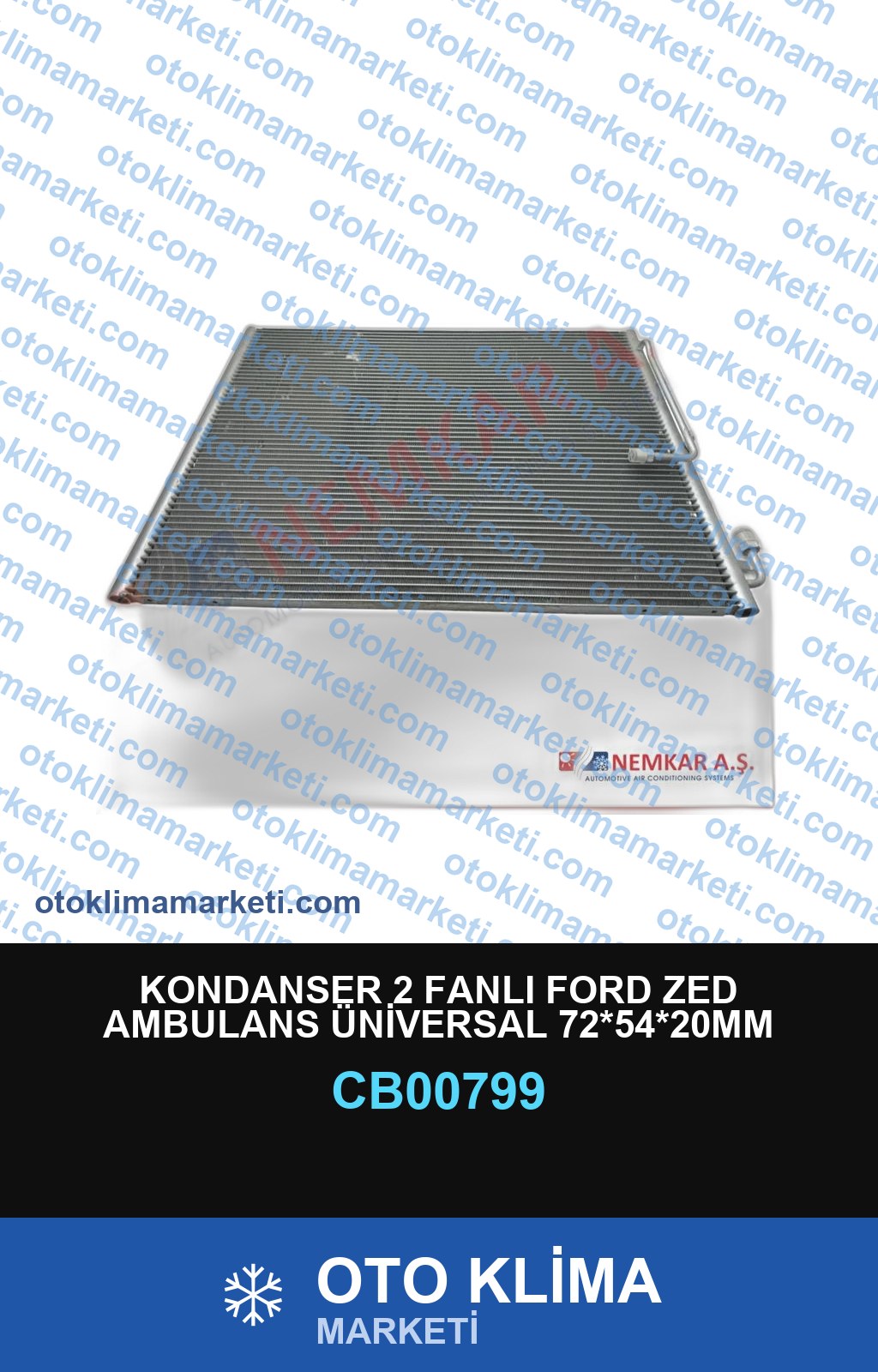 KONDANSER 2 FANLI FORD ZED AMBULANS ÜNİVERSAL 72*54*20MM