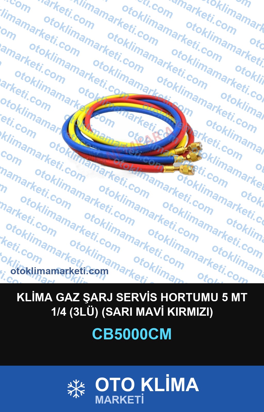 KLİMA GAZ ŞARJ SERVİS HORTUMU 5 MT 1/4 (3LÜ) (SARI MAVİ KIRMIZI)