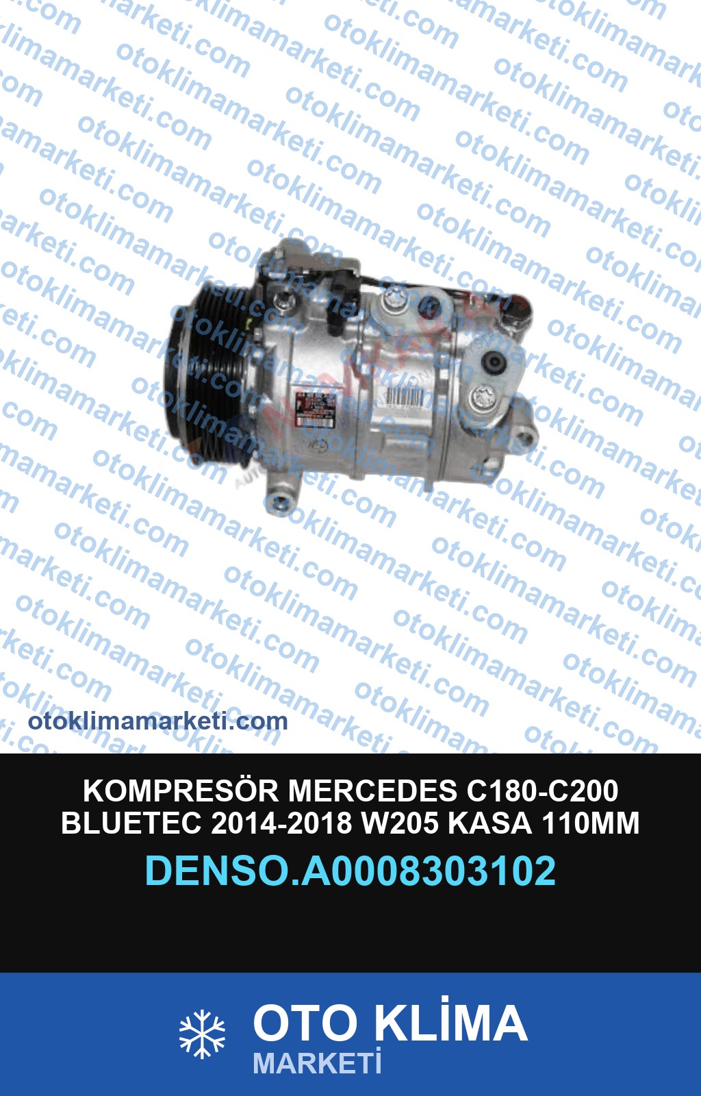 KOMPRESÖR MERCEDES C180-C200 BLUETEC 2014-2018 W205 KASA 110MM 7PK