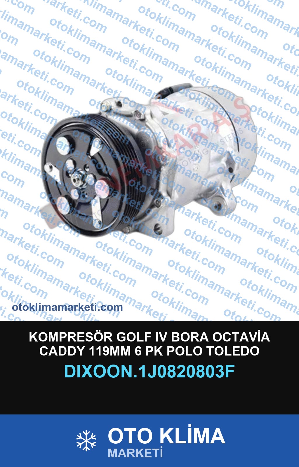 KOMPRESÖR GOLF IV BORA OCTAVİA CADDY 119MM 6 PK POLO TOLEDO SHARAN FORD GALAXİ AUDİ