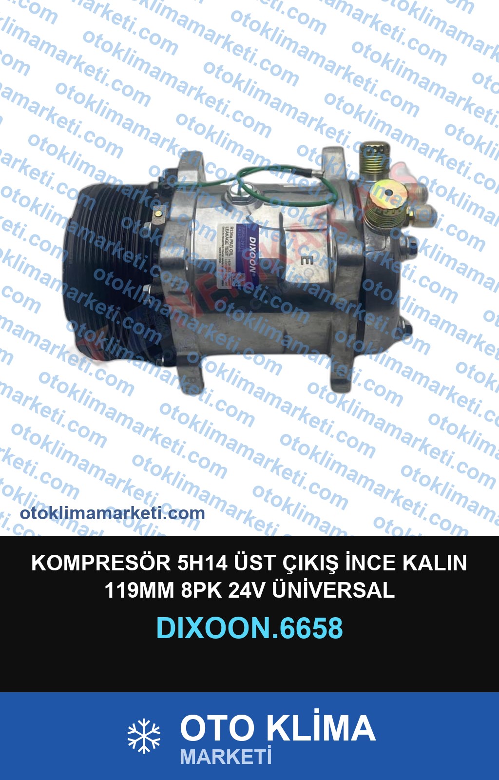KOMPRESÖR 5H14 ÜST ÇIKIŞ İNCE KALIN 119MM 8PK 24V ÜNİVERSAL