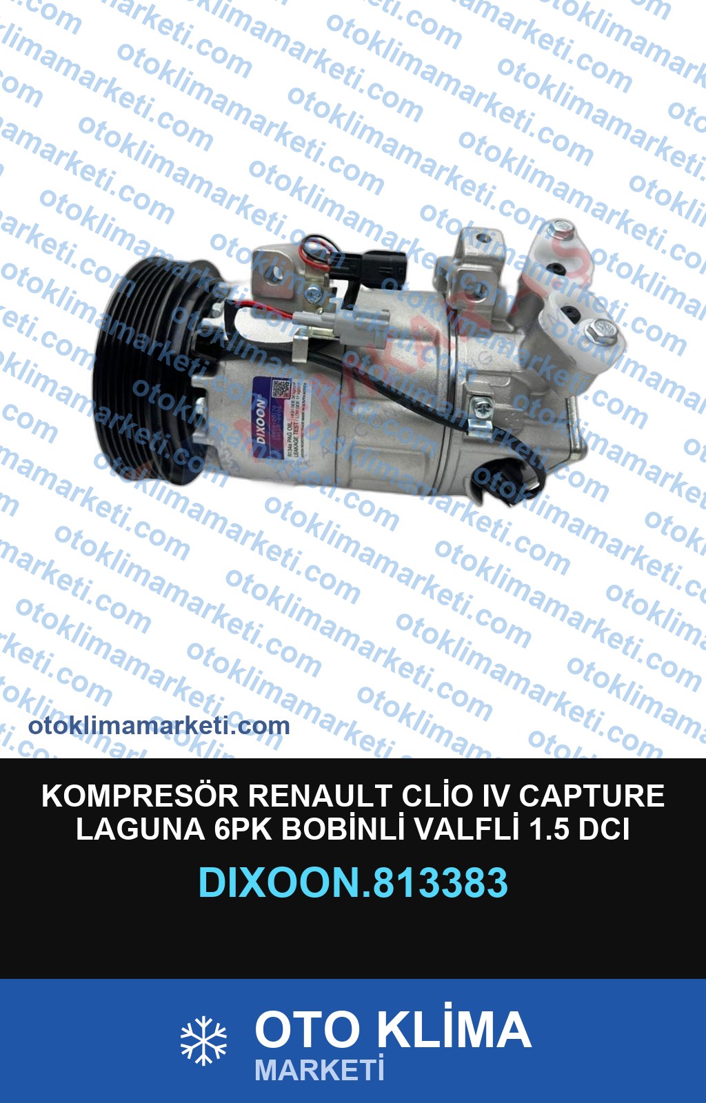 KOMPRESÖR RENAULT CLİO IV CAPTURE LAGUNA 6PK BOBİNLİ VALFLİ 1.5 DCI