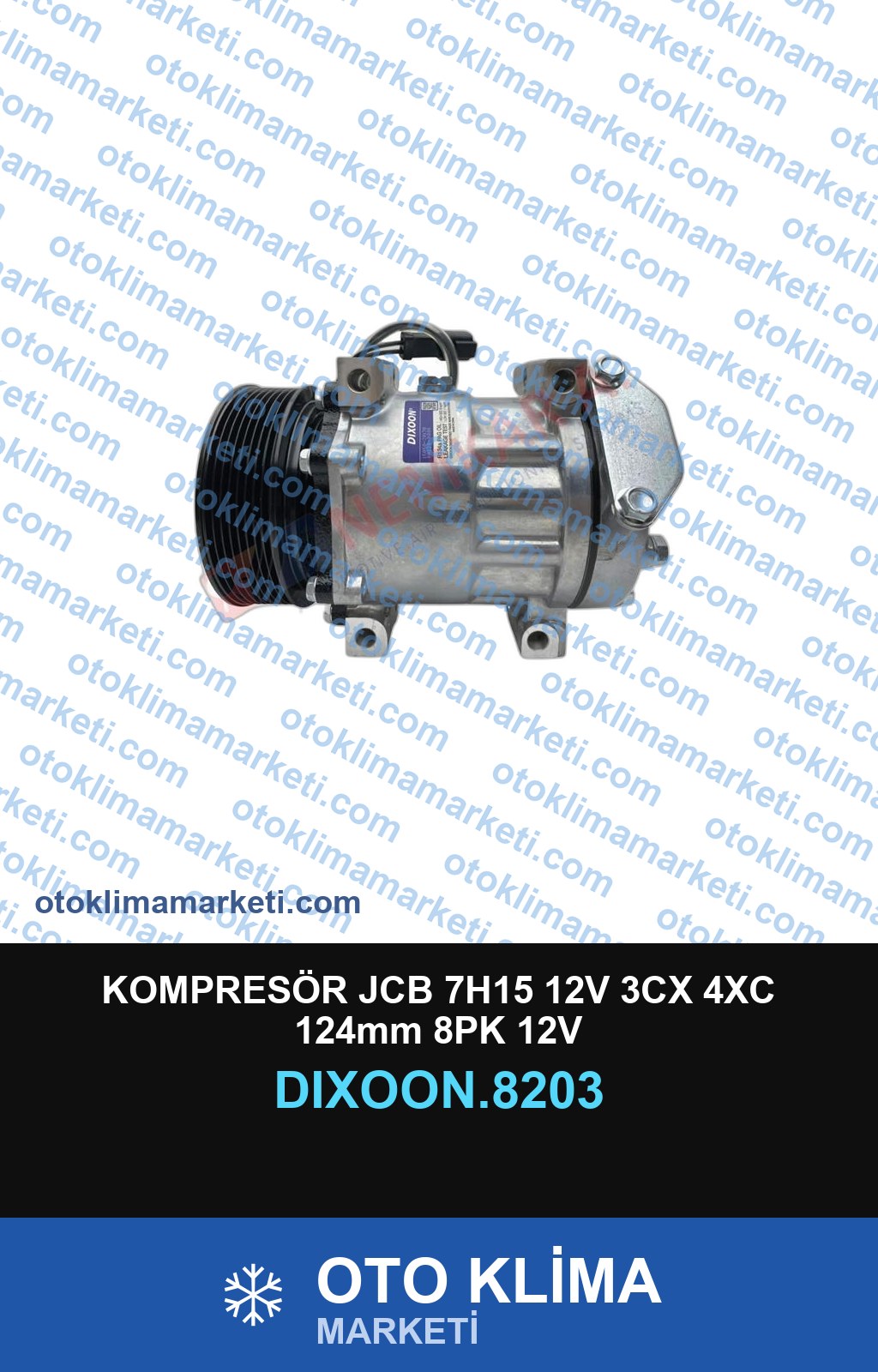 KOMPRESÖR JCB 7H15 12V 3CX 4XC 124mm 8PK 12V