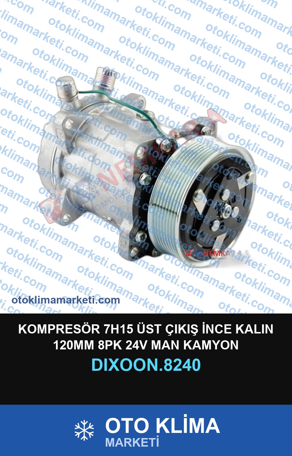 KOMPRESÖR 7H15 ÜST ÇIKIŞ İNCE KALIN 120MM 8PK 24V MAN KAMYON