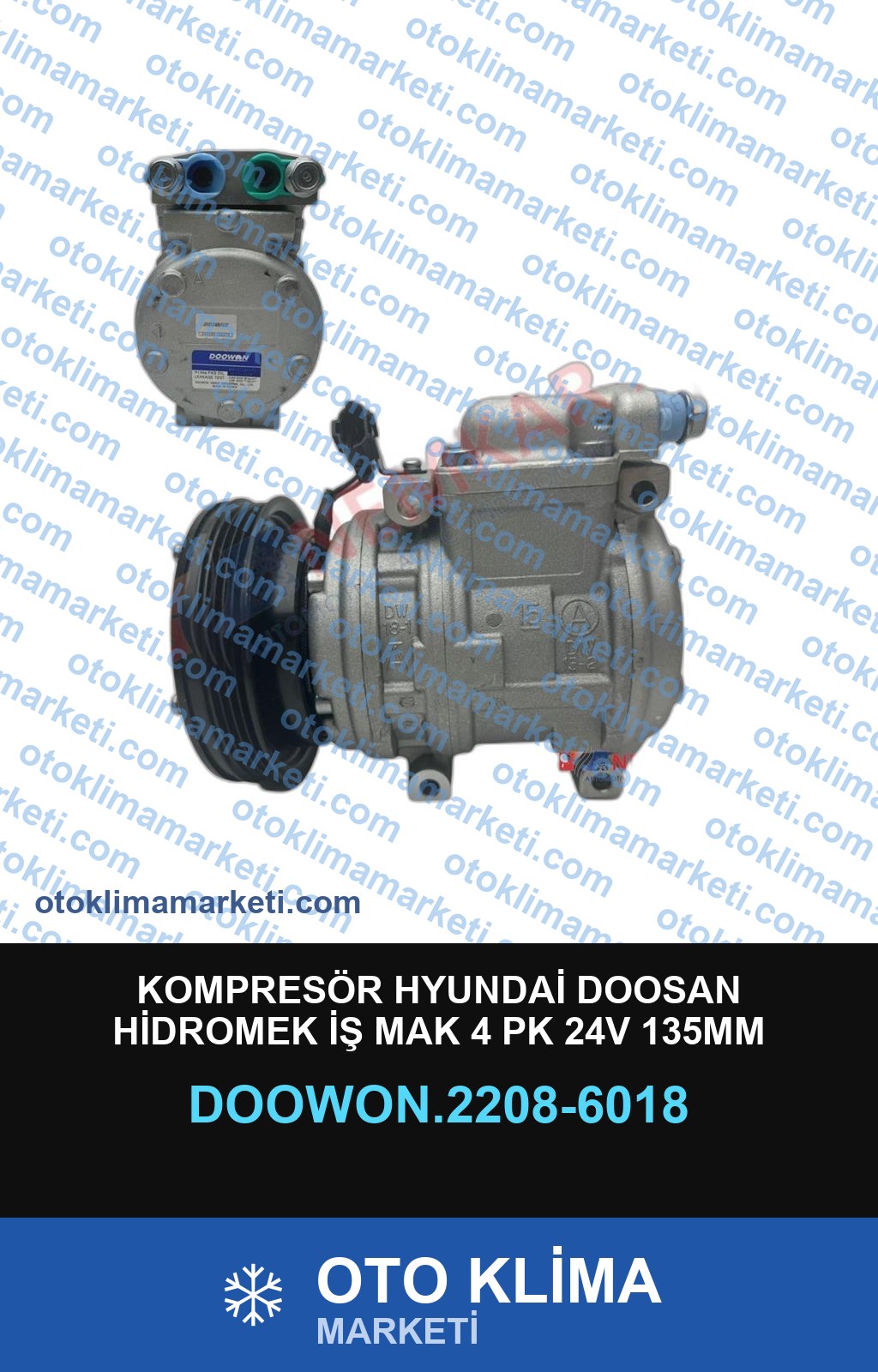 KOMPRESÖR HYUNDAİ DOOSAN HİDROMEK İŞ MAK 4 PK 24V 135MM