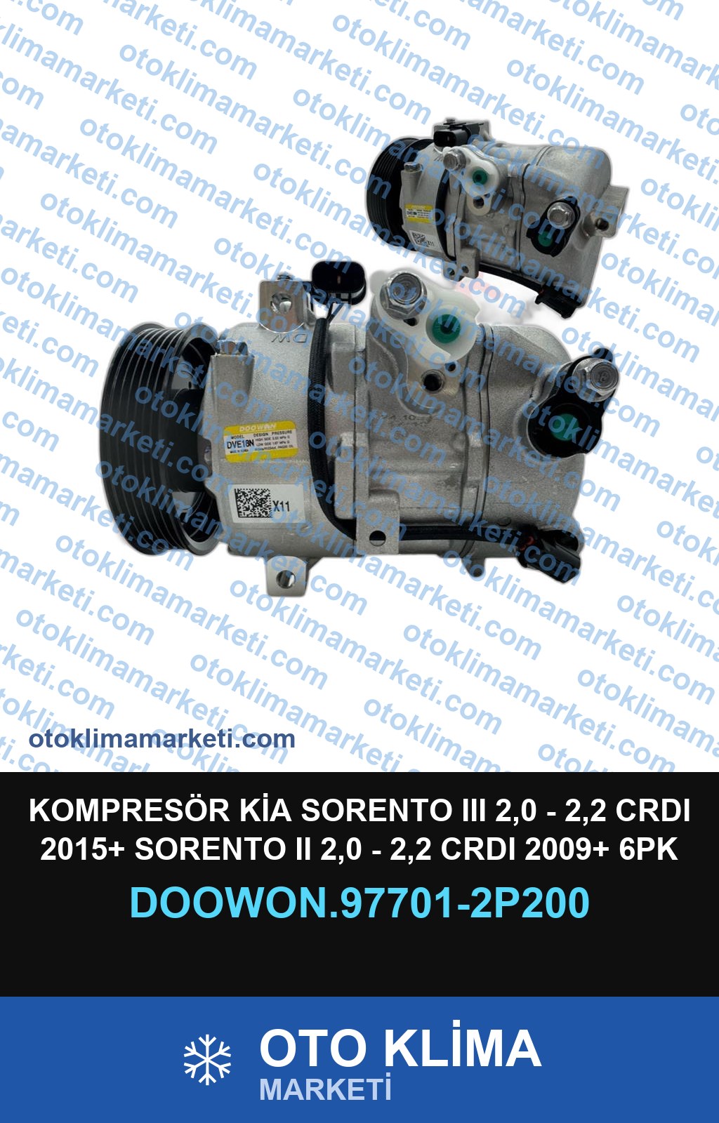 KOMPRESÖR KİA SORENTO III 2,0 - 2,2 CRDI 2015+ SORENTO II 2,0 - 2,2 CRDI 2009+ 6PK