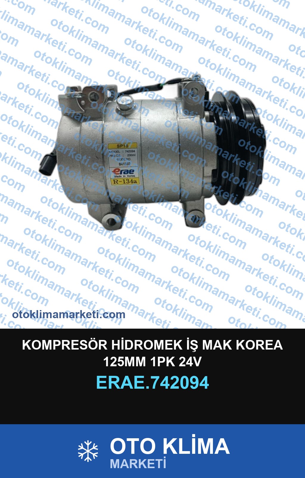 KOMPRESÖR HİDROMEK İŞ MAK KOREA 125MM 1PK 24V