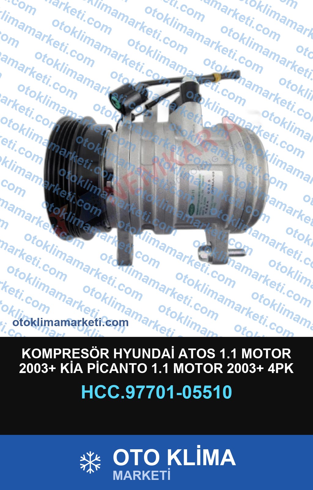 KOMPRESÖR HYUNDAİ ATOS 1.1 MOTOR 2003+ KİA PİCANTO 1.1 MOTOR 2003+ 4PK 112MM