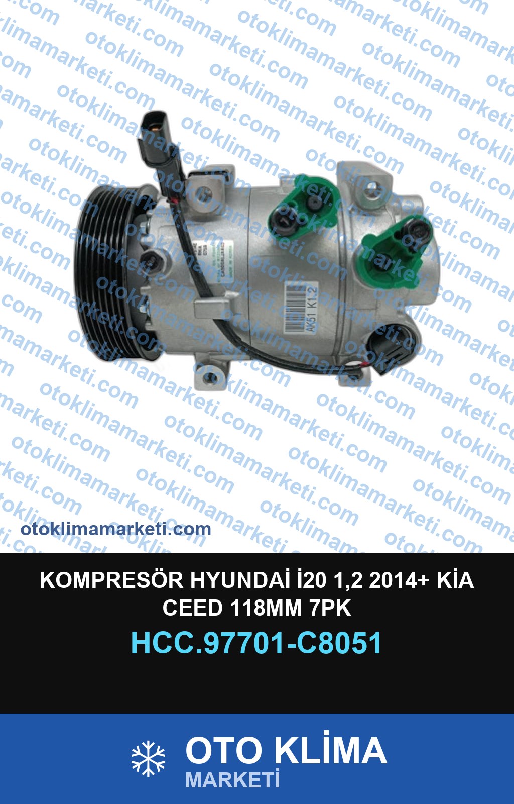 KOMPRESÖR HYUNDAİ İ20 1,2 2014+ KİA CEED 118MM 7PK