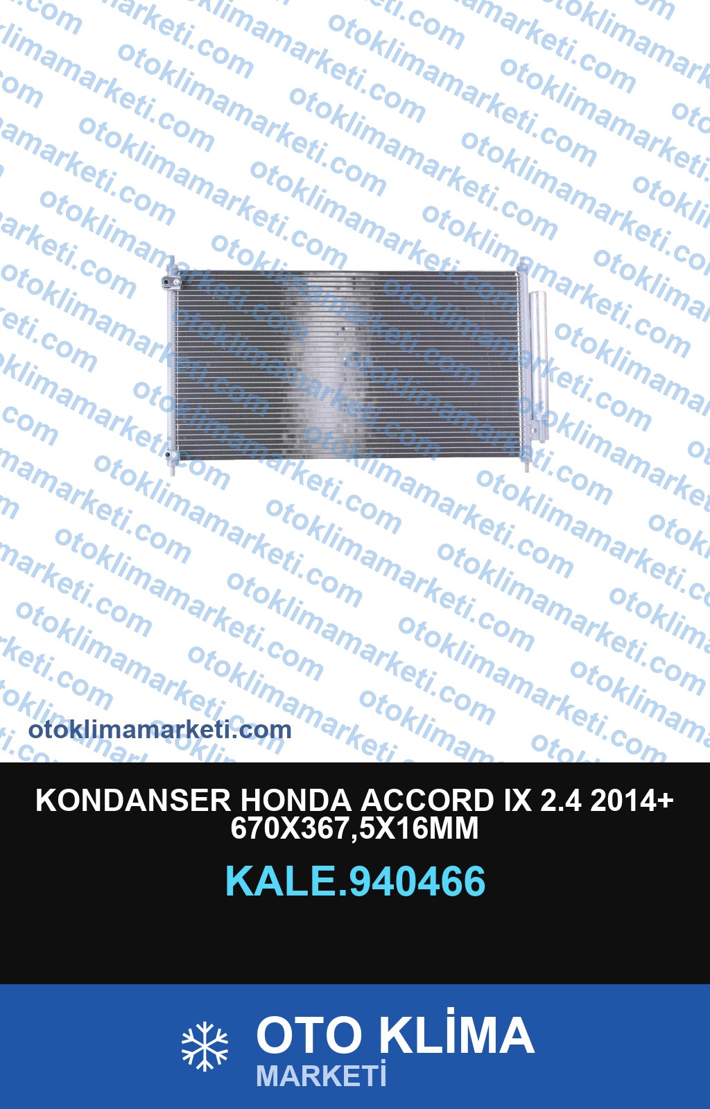 KONDANSER HONDA ACCORD IX 2.4 2014+ 670X367,5X16MM