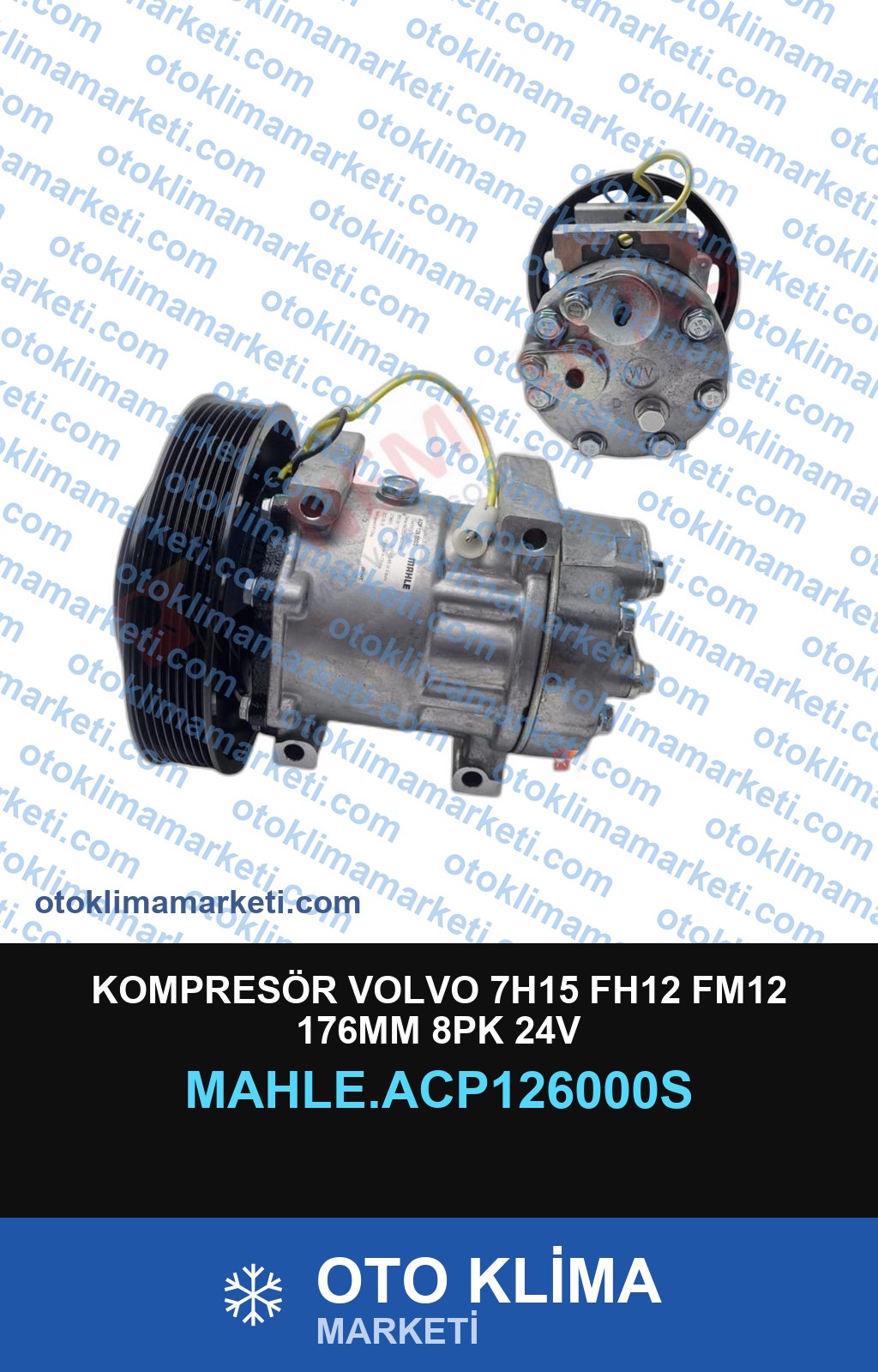 KOMPRESÖR VOLVO 7H15 FH12 FM12 176MM 8PK 24V