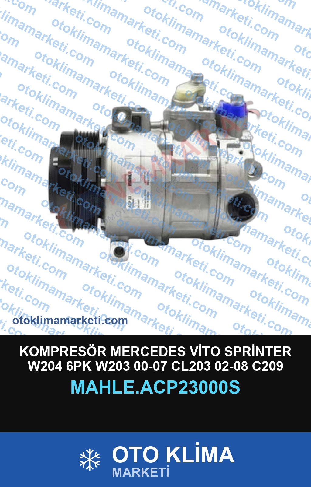KOMPRESÖR MERCEDES VİTO SPRİNTER W204 6PK W203 00-07 CL203 02-08 C209 02-09 C219 02-10 W211 02-08 W220 02-05 W639 03-14