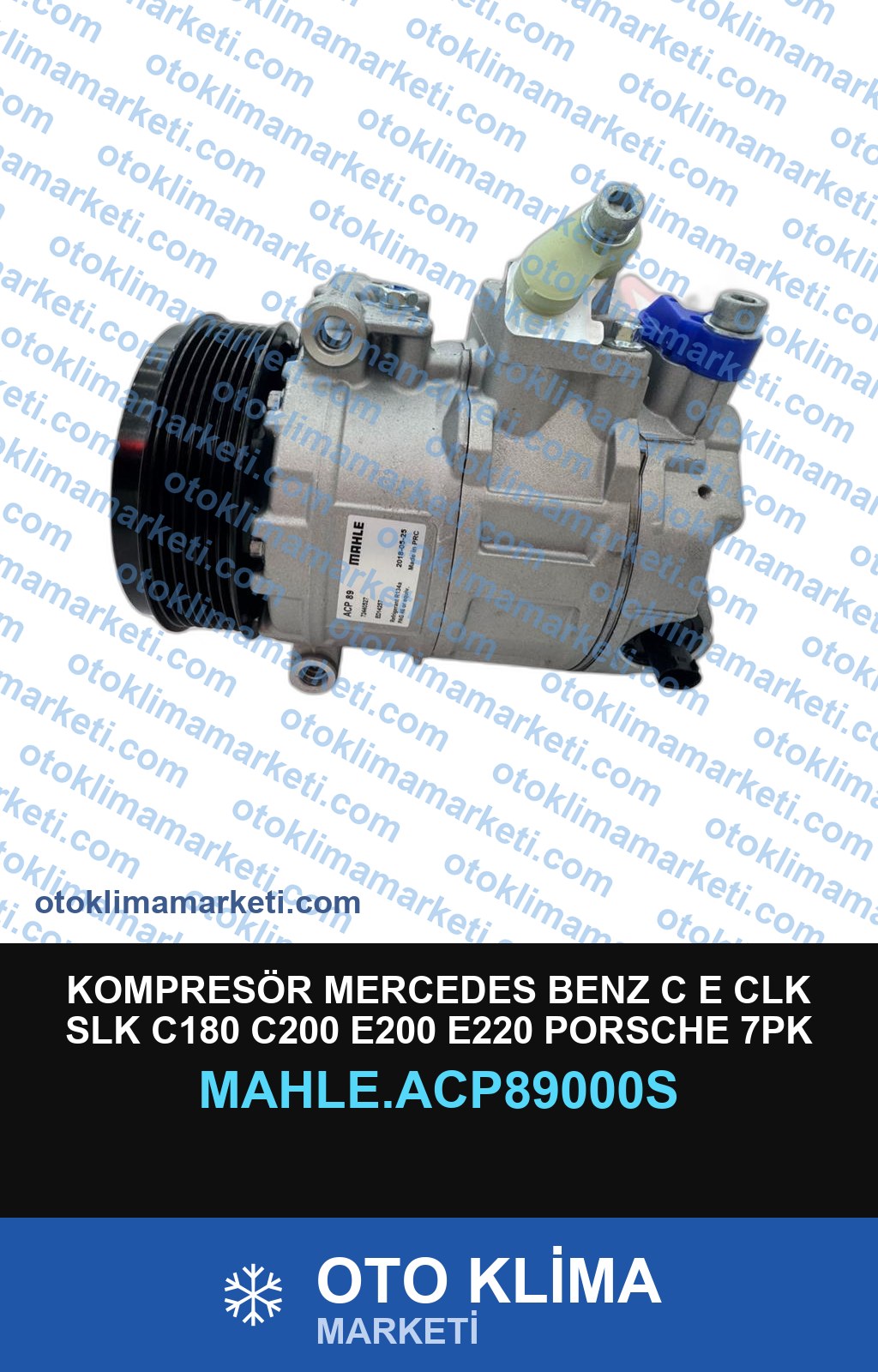 KOMPRESÖR MERCEDES BENZ C E CLK SLK C180 C200 E200 E220 PORSCHE 7PK
