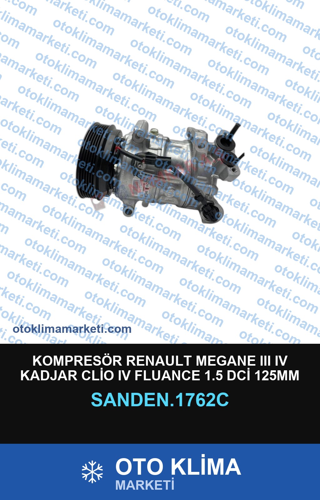 KOMPRESÖR RENAULT MEGANE III IV KADJAR CLİO IV FLUANCE 1.5 DCİ 125MM 6PK