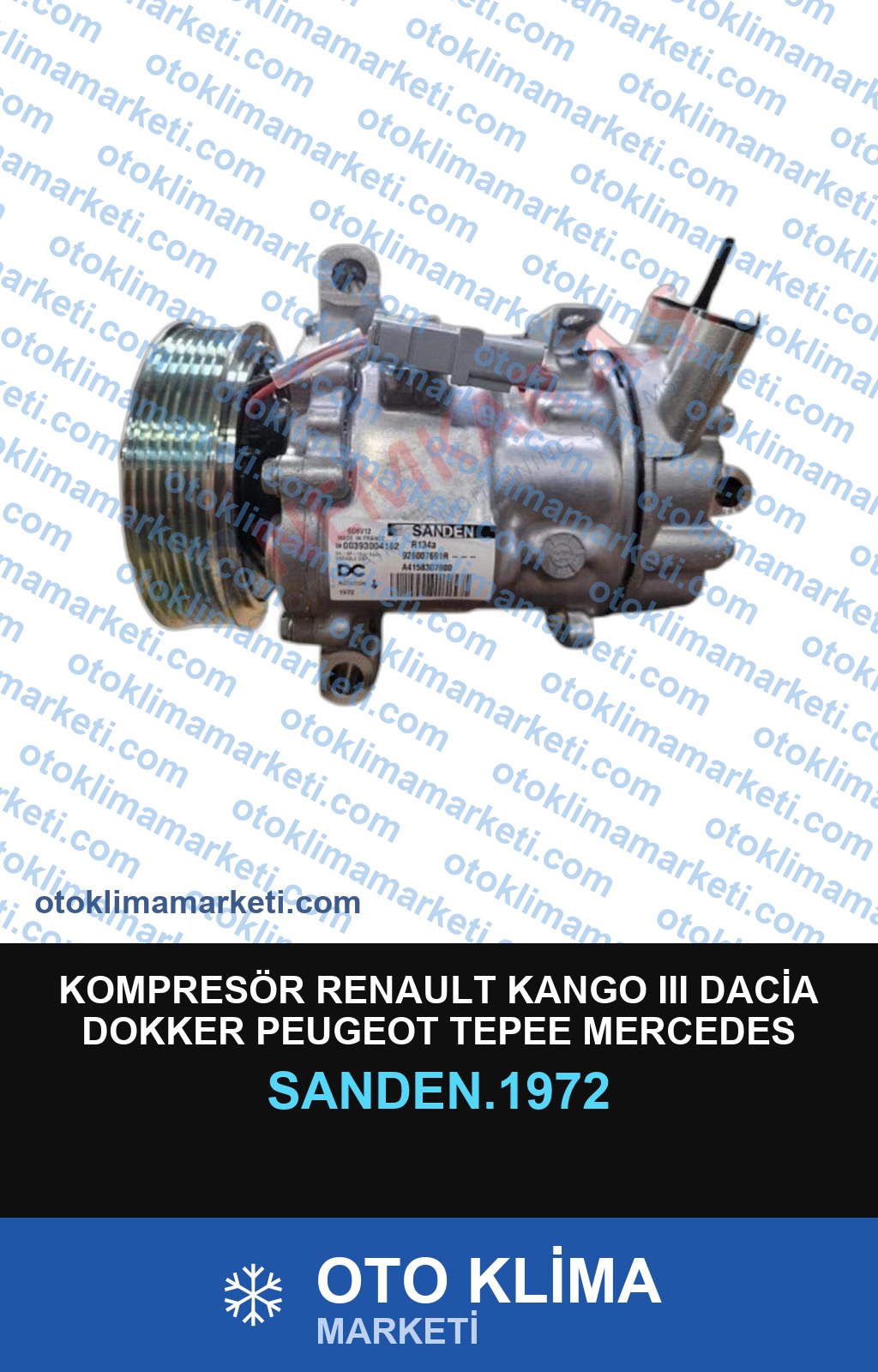 KOMPRESÖR RENAULT KANGO III DACİA DOKKER PEUGEOT TEPEE MERCEDES CİTAN 119MM 6PK