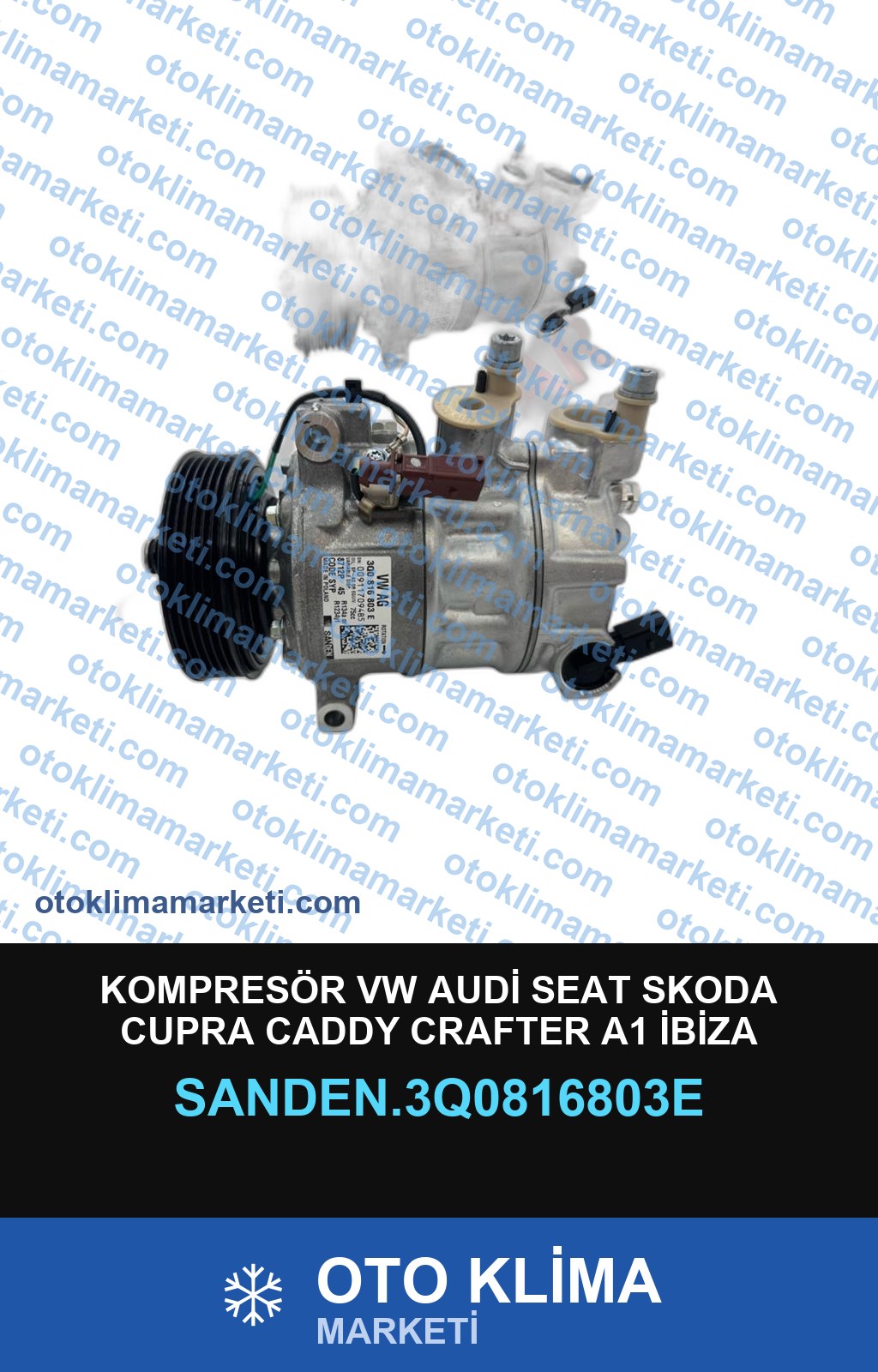 KOMPRESÖR VW AUDİ SEAT SKODA CUPRA CADDY CRAFTER A1 İBİZA TARACCO FABİA KAROQ OCTAVİA SCALA T-CROSS FORMENTOR PASSAT POLO 110MM 6PK