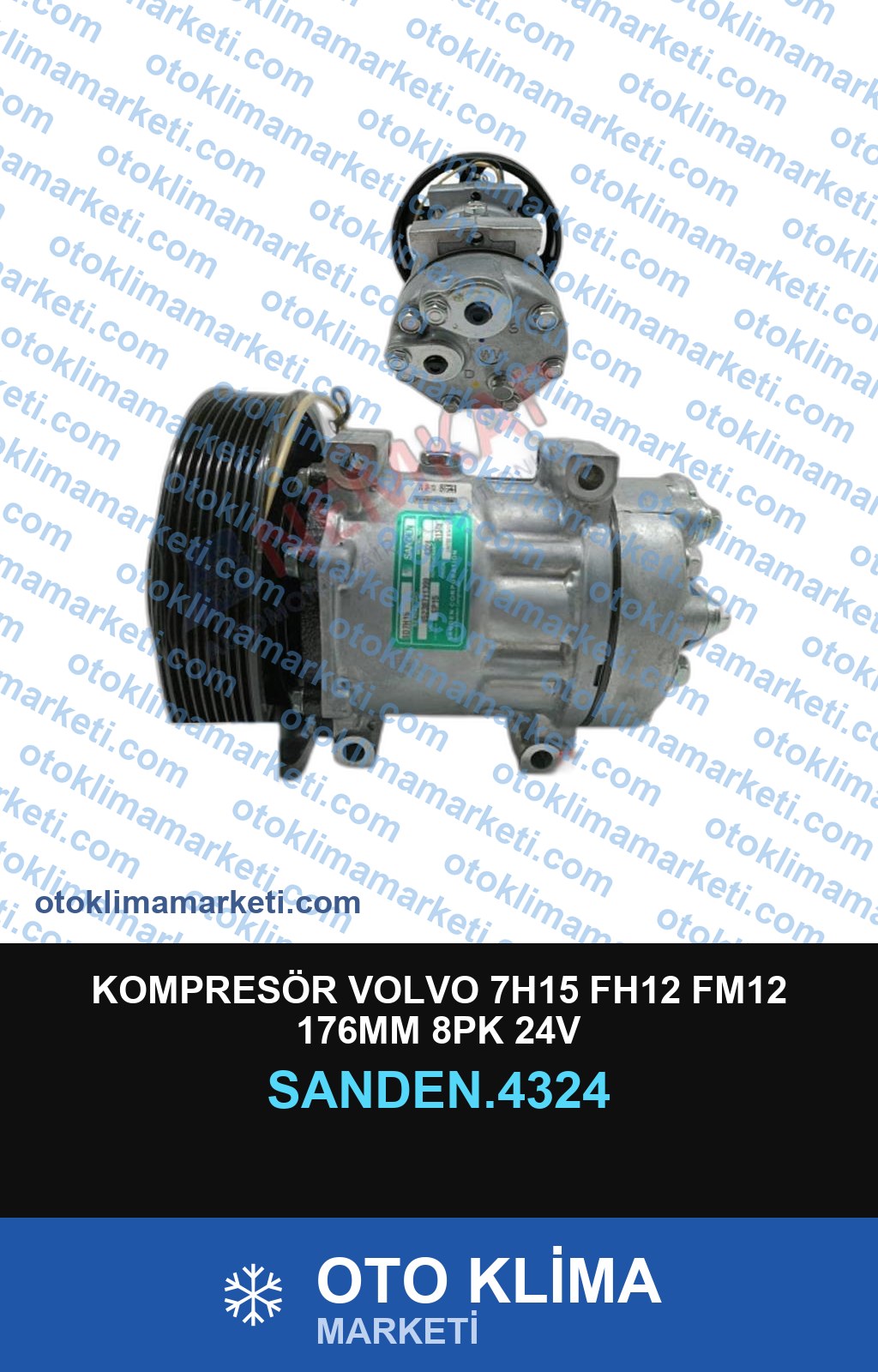 KOMPRESÖR VOLVO 7H15 FH12 FM12 176MM 8PK 24V