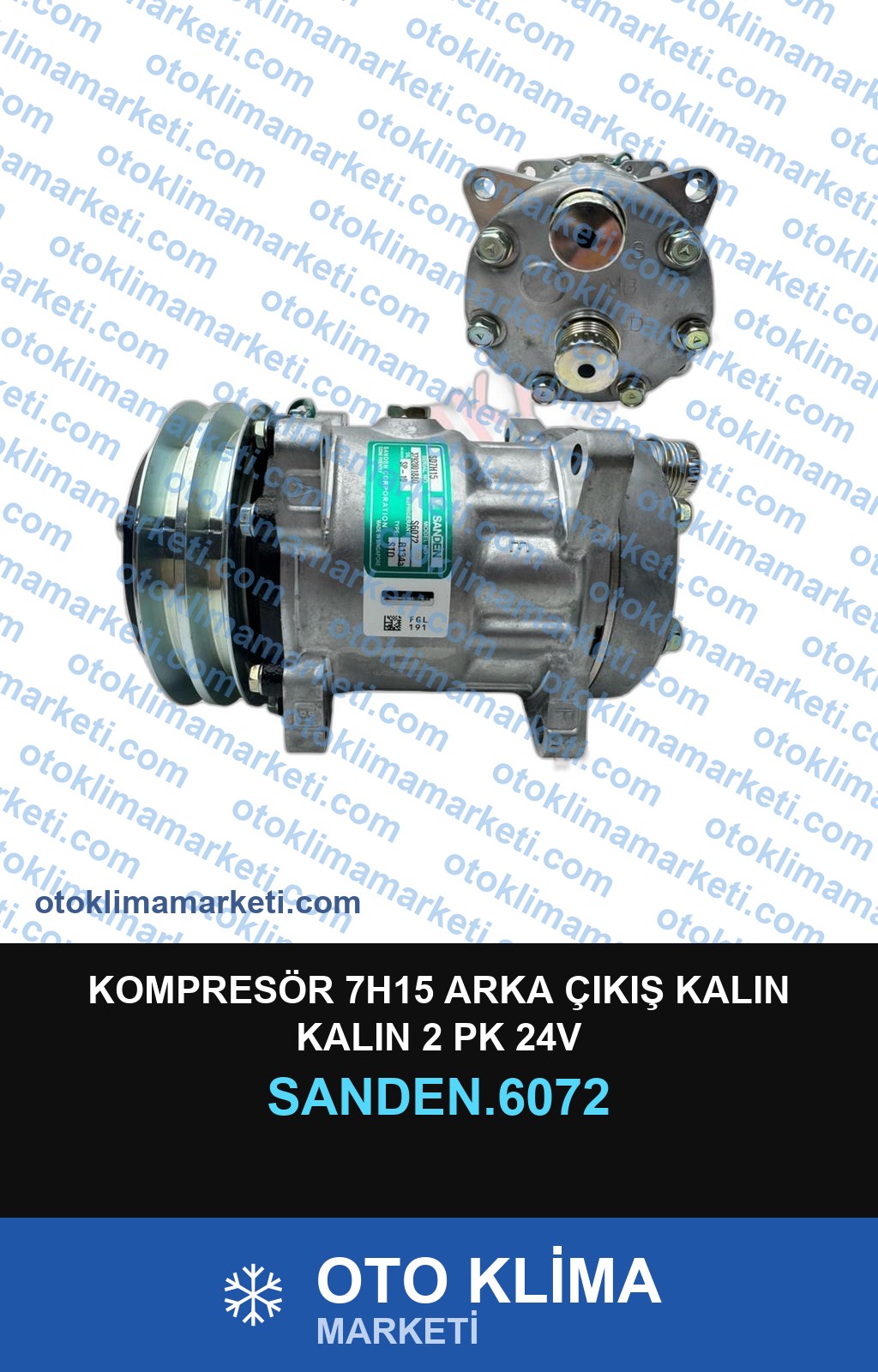 KOMPRESÖR 7H15 ARKA ÇIKIŞ KALIN KALIN 2 PK 24V