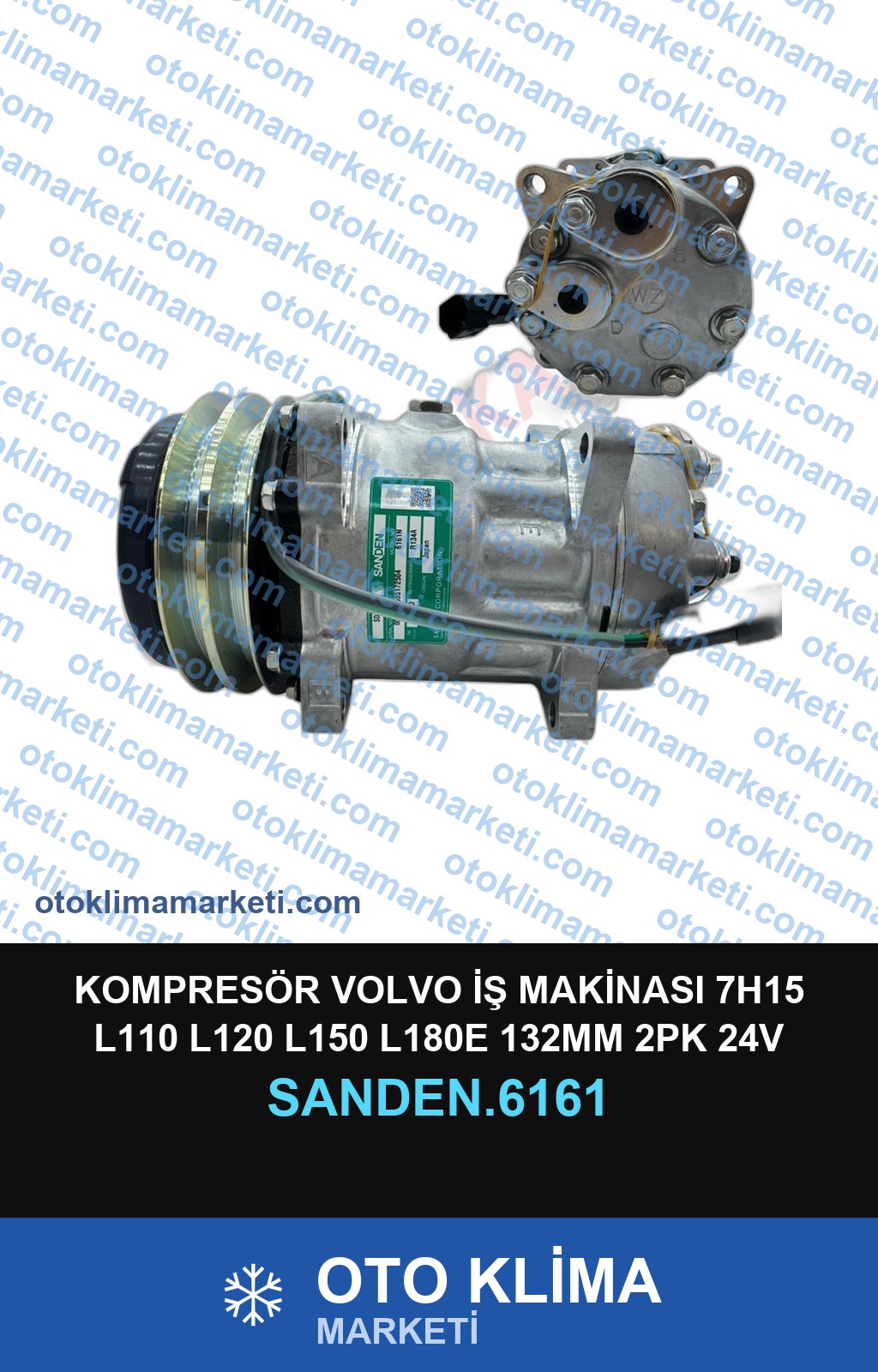 KOMPRESÖR VOLVO İŞ MAKİNASI 7H15 L110 L120 L150 L180E 132MM 2PK 24V
